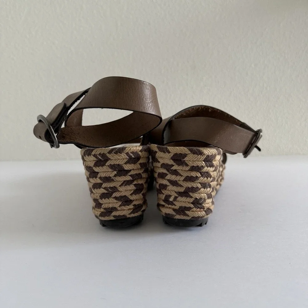 Pedro García Woven Chevron Wedge Espadrille Sandal Womens Size 38 Made in Spain